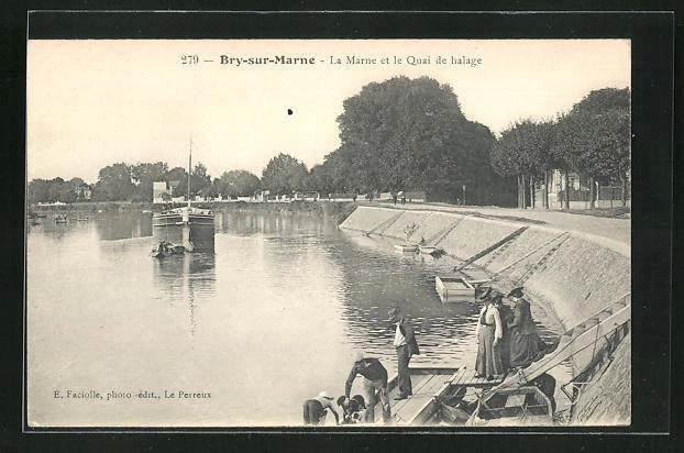 CPA Bry-sur-Marne, La Marne et le Quai de halage