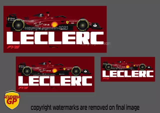 x2 Charles Leclerc Ferrari F1-75 2022 Car Stickers Vinyl - Scuderia GP