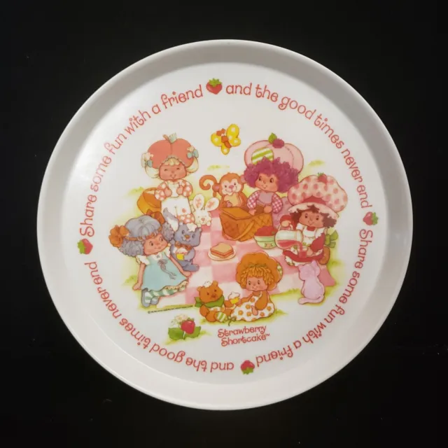 Vintage Strawberry Shortcake 8" Plate SiLite 3101 Melamine Plastic Rimmed