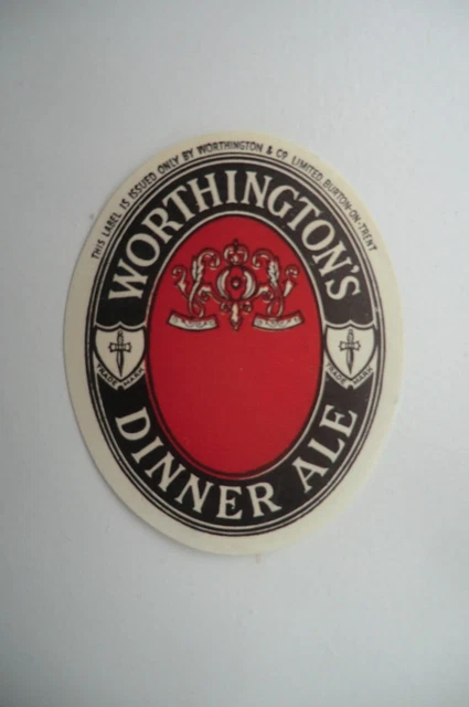 Neuwertig Worthington Burton Dinner Ale Brauerei Bierflasche Etikett