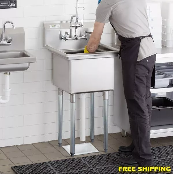 22" Stainless Steel One Compartment Commercial Restaurant Sink 17 X 17 X 12