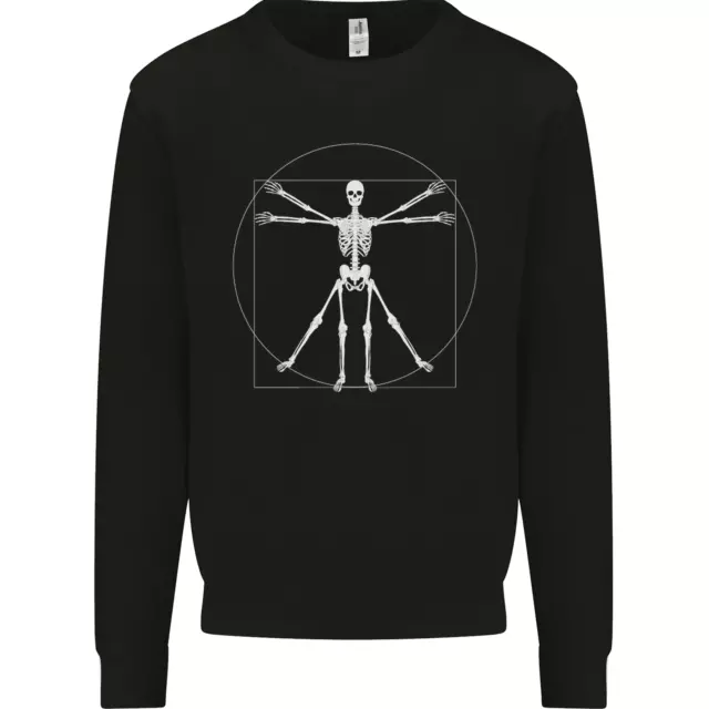 Vitruvian Skeleton Halloween Skull Funny Kids Sweatshirt Jumper