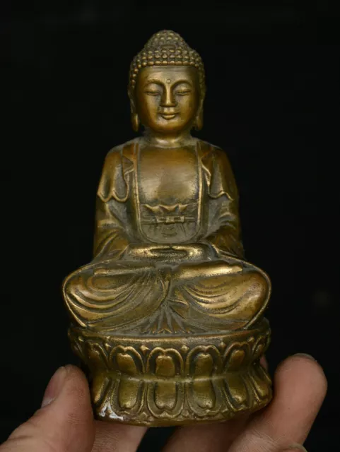 Old China Buddhism Bronze Shakyamuni Amitabha Buddha Sakyamuni Tathagata Statue