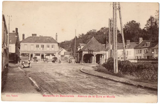 CPA 60 - MARSEILLE EN BEAUVAISIS (Oise) - Avenue de la Gare et Mairie