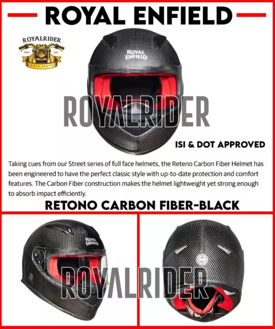 Royal Enfield - CASCO INTEGRAL RETONO DE FIBRA DE CARBONO NEGRO,