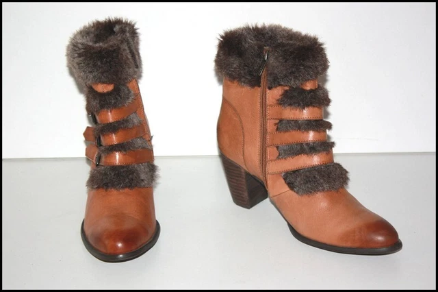 KARSTON   Bottines Fourrées Cuir Marron Clair Fourrure Synthétique T 39 TTBE 2