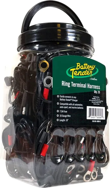 Battery Tender 2 foot Ring Terminal Harness Accessory Cable,  25 pack