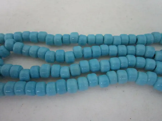 Turquoise Opague Glass Crow Pony Beads Jewelry Craft Necklace 100 pcs 9 x 6MM