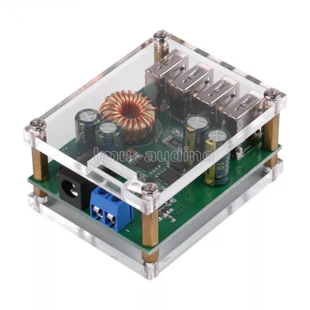 4 USB DC-DC 7-60V to 5V 5A Output Buck Converter Step Down Power Supply +Case