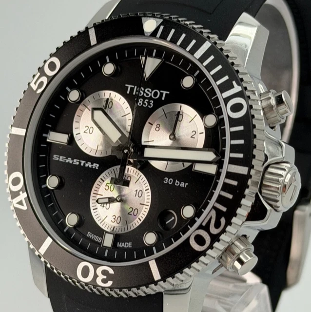 Tissot Seastar 1000 Quartz Chronograph T120.417.17.051.02 - Orologio Cronografo Uomo, Cassa Nera, Movimento Al Quarzo