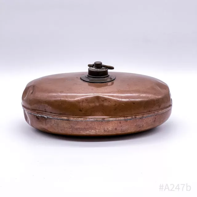 Antike Kupferbettflasche, Bettflasche, Wärmflasche aus Kupfer oval 25x10cm