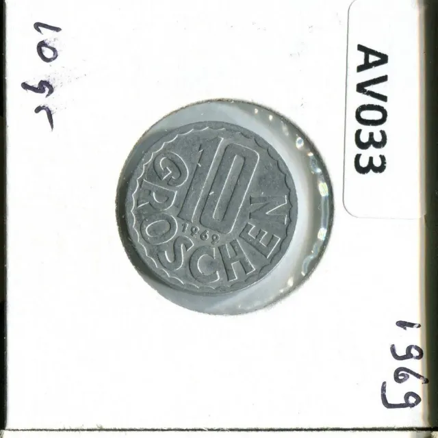 10 GROSCHEN 1969 AUSTRIA Coin #AV033C