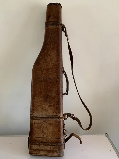 Étui à Fusil Ancien En Cuir - Fourreau Jambon Pour Chasse - France - 79 Cm