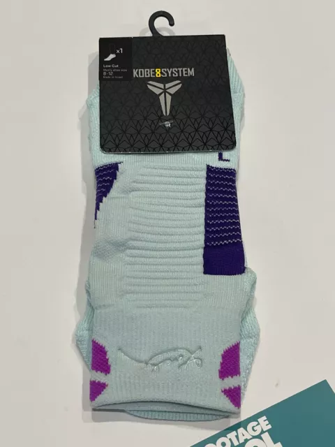 2013 Nike Kobe 8 System Elite Cushioned Dri-Fit Low-Cut Socks Ice Blue Purple L