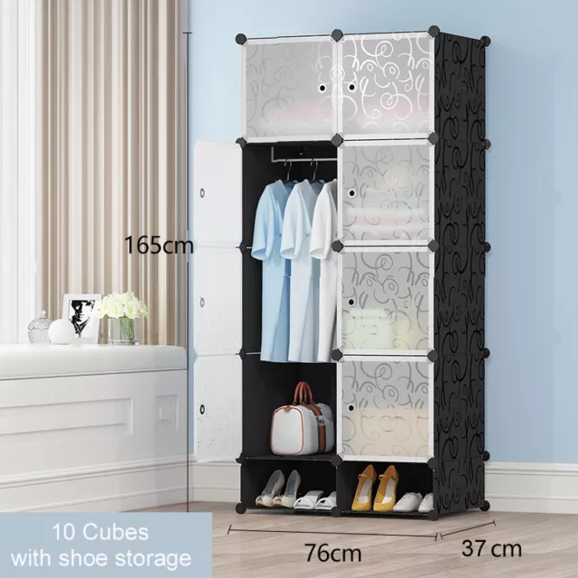 DIY 10 15 20 Cube Storage Cabinet Wardrobe Shoe Rack Toy Shelves Compartment