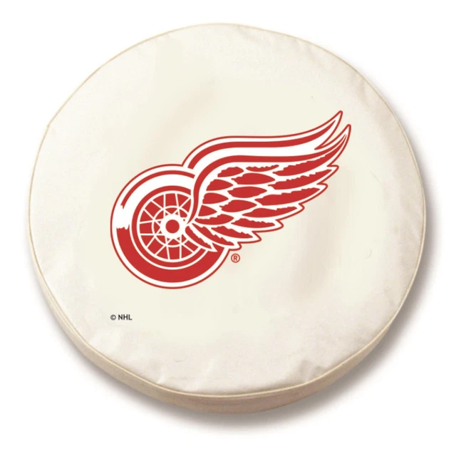 Holland Bar Stool Tire Cover With White Vinyl Finish TCADetRedWT
