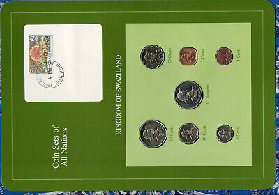 Coin Sets of All Nations Swaziland w/card 1974-1982 UNC 1 cents 1974 10 Cts 1975