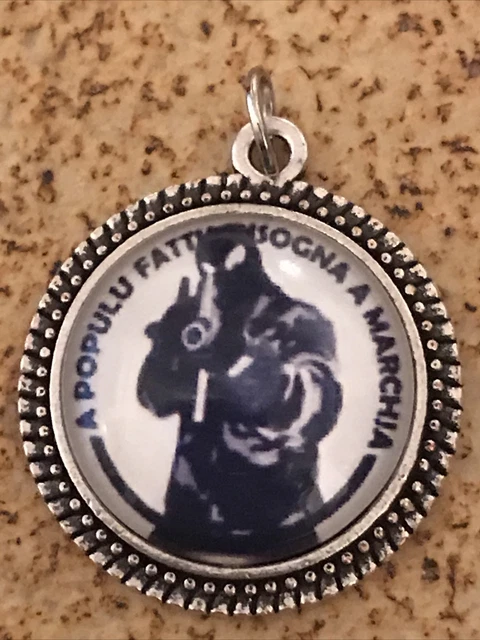 Pendentif Médaille Corse Tête De Maure - Métal Argent Vieilli 25mm