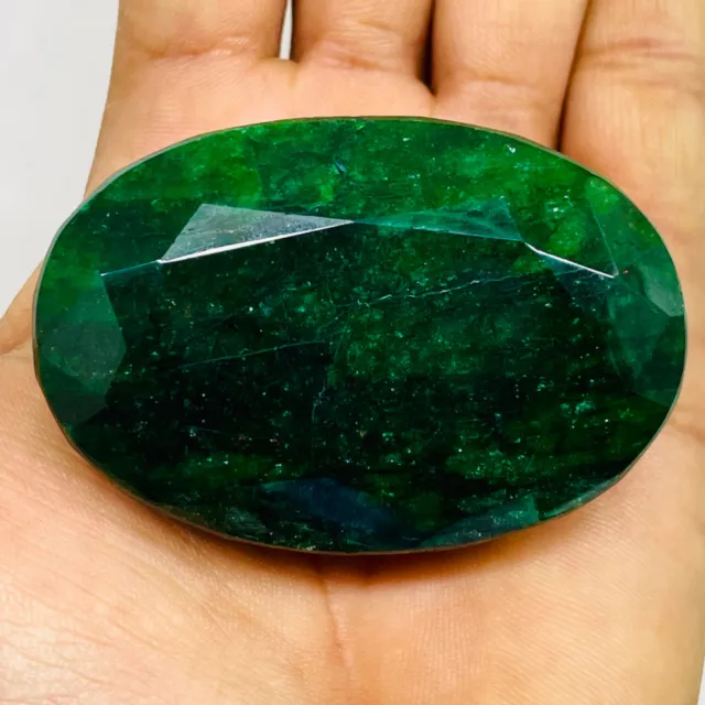 616 Cts Certified Natural Emerald Stunning Green Huge Oval Cut Loose Gemstone