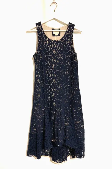 Maeve Anthropologie Womens Dress Medium Sleeveless Aline Midi Lace Blue Cocktail