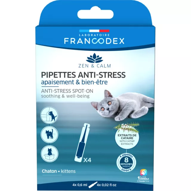 4 Pipettes anti-stress  apaisant et bien-être pour chatons