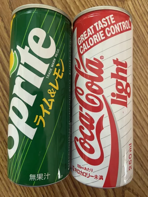 2 Vintage Japanese Coca Cola Light Coke & Sprite 250ml Cans EMPTY Airlines