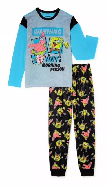 Bob Esponja Pijama Set Con / Pantalones de Polar Nwt Niños Talla 4-5