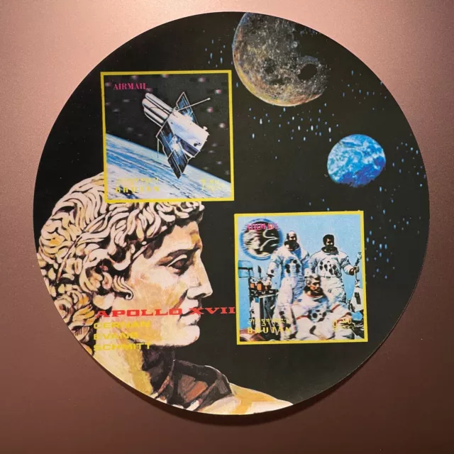 1973 Bhutan Space Apollo XVII  3D Circular sheet