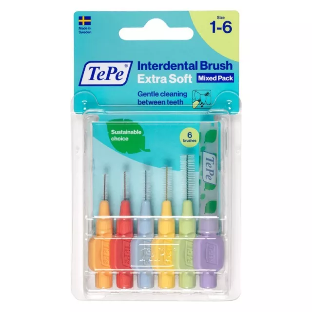 TEPE 6 Interdental Brushes Mix Pack Extra Soft