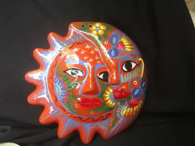 Eclipse Sun,  wall decor Mexican folk art in, life, sol, hand painted, talavera