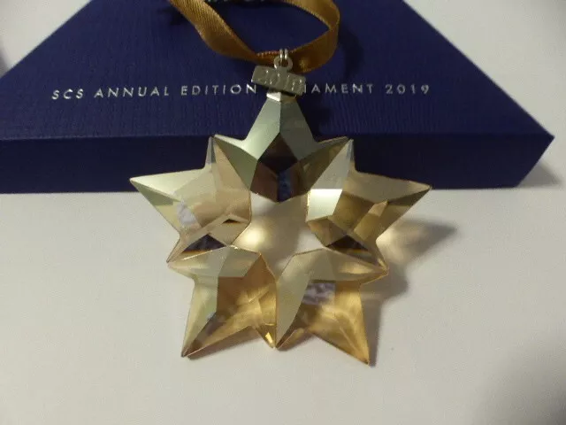 Swarovski Crystal 2019 Annual Edition Gold Large Star New In Boxes + Certificate