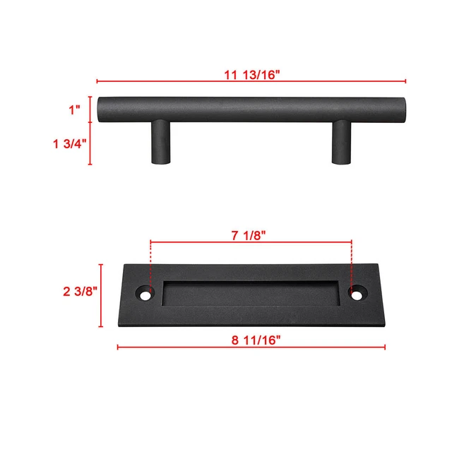12" Matte Black Sliding Barn Door Pull Flush Handle Gate Hardware Set Cast Iron 4