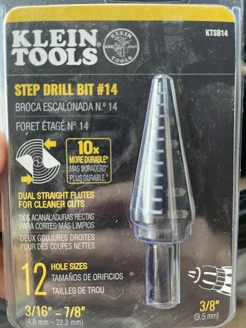NEW Klein Tools KTSB14 3/16" -7/8" Step Drill Bit (3/8")