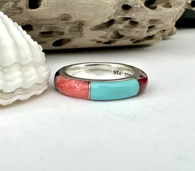 Mexico Sterling Silver 925 Southwestern Size 8 Eternity Wedding Band Ring