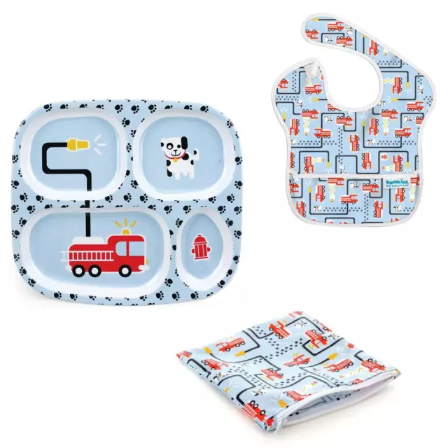 Bumkins Feeding & Snack Gift Set For Babies & Toddlers: Fire Engine