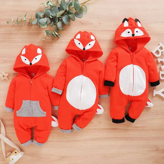 Set tuta body tutina neonato bambino bambina bambini con cappuccio volpe