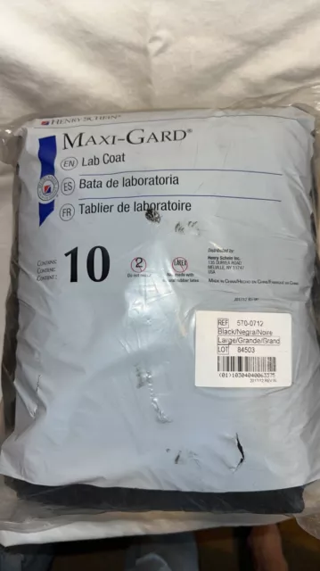 Henry Schein Maxi- Gard Lab Coat Large-Black (10pcs)