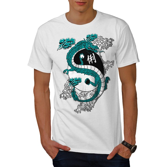 Wellcoda Dragon Asia Art Fantasy Mens T-shirt, Asian Graphic Design Printed Tee