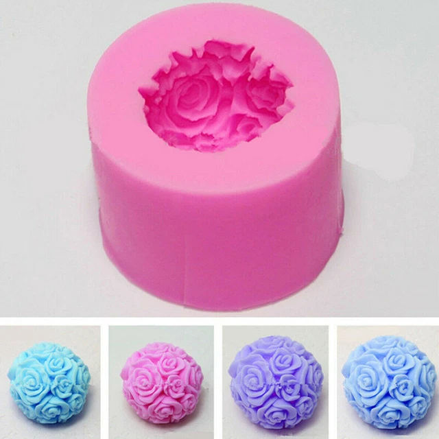 DIY 3D Rose Blumen Ball Silikon Seifenform Kerze Formen Form für Süßigkeiten   q