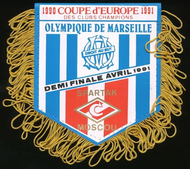Fanion OM – Olympique Marseille Vs Valencia – Finale UEFA Cup 2004, 10x9 Cm