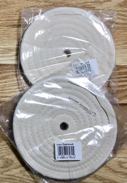 Lot of 2 Eastwood 6” Spiral Sewn Buffing Wheel 1/2” Arbor Hole 13034