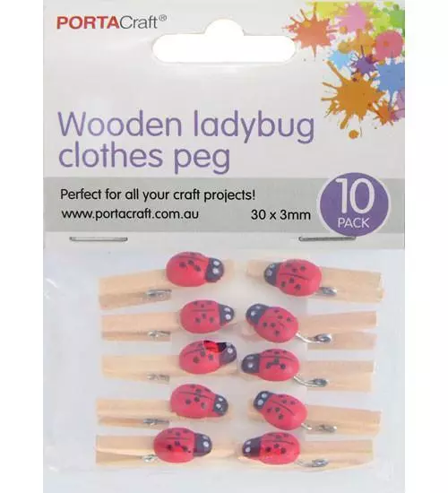 Clothes Pegs  30mm 10 Pack Ladybug (Product # 128084)