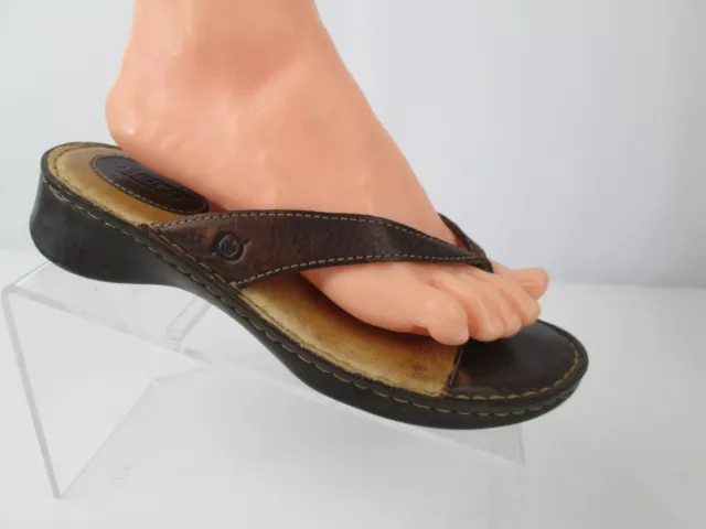 Born Thong Sandals Shoes Womens Sz 9 Slide Brown Leather Flip Flop