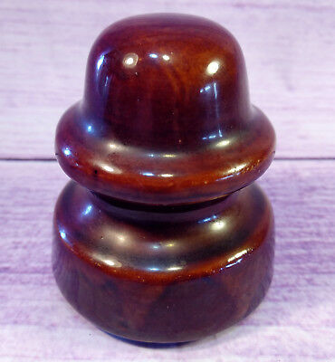Ceramic Porcelain Insulator Brown Unmarked 3.5 Inches Tall Vintage