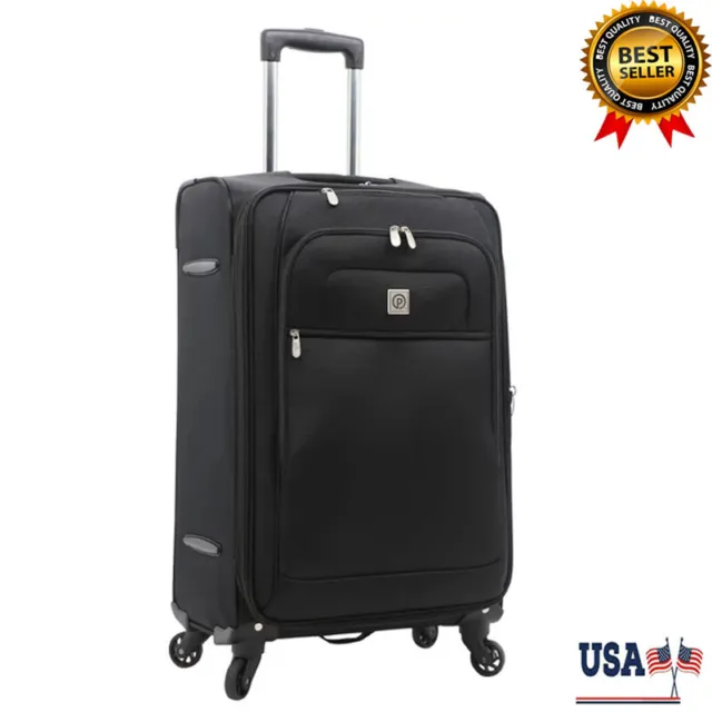 20" Lightweight Carry-on Luggage Softside Upright Spinner Suitcase Travel Black