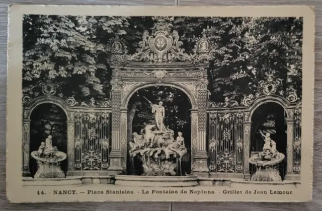 CPA Nancy Place Stanislas, Fountain of Neptune, Jean Lamour Grill