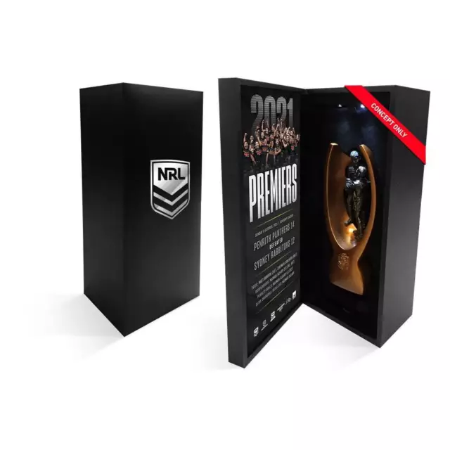 Penrith Panthers Replica 2021 NRL Premiers Official Mini Trophy in LED Box