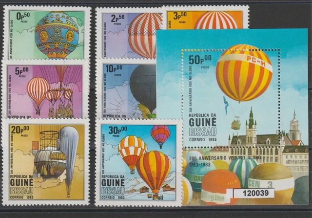 1983 Guine' Bissau Mongolfiere  7 Val + Bf Mnh Mf120039