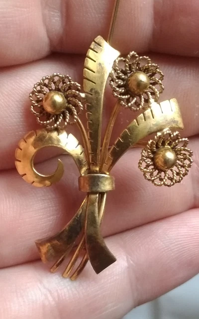 Rare très belle broche/pince miniature 1940 plaqué or - Montres & Bijoux Rare très belle broche/pince miniature 1940 plaqué or - Montres & Bijoux