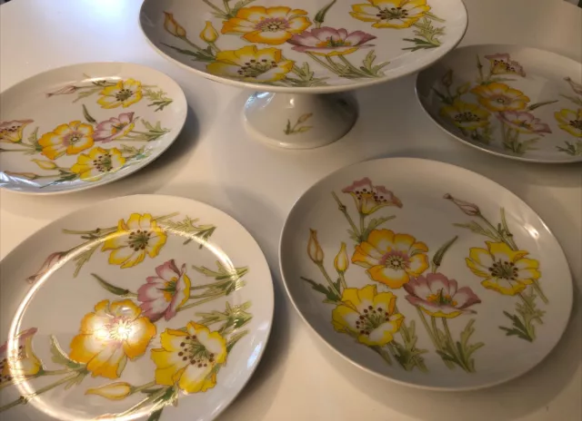 TOSCANY JESSICA VINTAGE JAPAN FINE CHINA 12" FLORAL CHOP PLATE Cake PLATTER SET